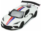 Chevrolet Corvette C8 Arctic White with Red and Blue Stripes "Hennessey"
