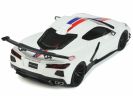 Chevrolet Corvette C8 Arctic White with Red and Blue Stripes "Hennessey"