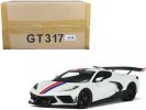 Chevrolet Corvette C8 Arctic White with Red and Blue Stripes "Hennessey"