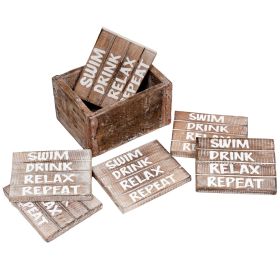 Swim, Drink, Relax Coaster Set