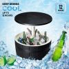 Outdoor Cooler Table, Height-Adjustable Outdoor Cool Bar w/ 10 Gallon Beer and Wine Cooler